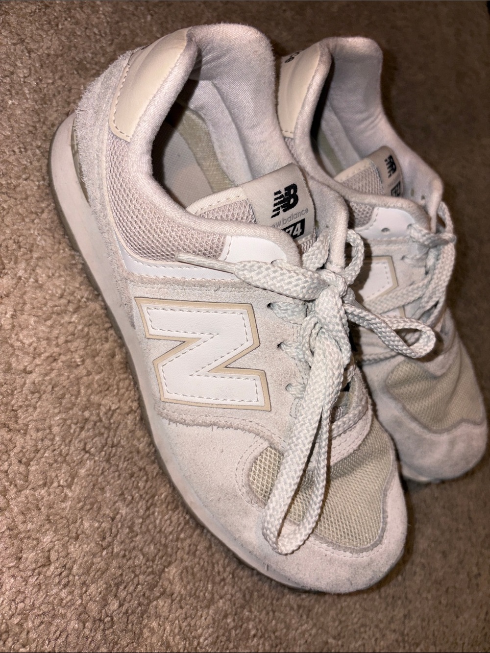 New Balance 574 Kids White Cream Athletic Shoes - Picture 3 of 5